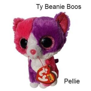 Ty Beanie Boos PELLIE the Cat Claires Exclusive Retired 6" With Glitter Eyes